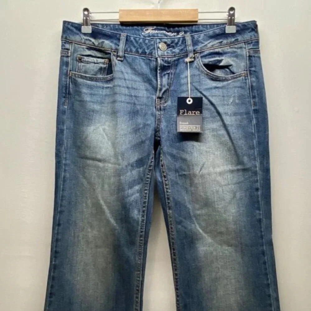Forever 21 Flare Jeans Women's 30 Blue Medium Wash 5 Pocket Denim Jean Pants NWT
